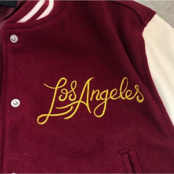 KENDALL + KYLIE | Los Angeles Letterman Varsity Jacket in Burgundy Red - Picture 4 of 9